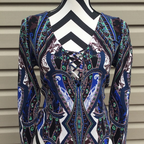 NWT Free People Blue Paisley Pick A Place Bodysuit - Picture 6 of 8